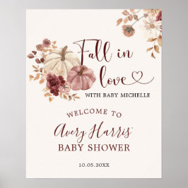 Herbst Liebe Boho Floral Pumpkin Begrüßungszeichen Poster