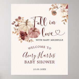 Herbst Liebe Boho Floral Pumpkin Begrüßungszeichen Poster