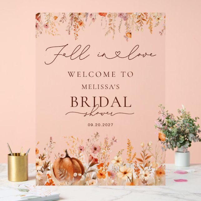 Herbst Liebe Boho Pumpkin Brautparty Willkommen Acrylschild (Hochzeit)