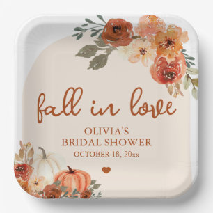 Herbst Liebe Boho Terracotta Pumpkin Brautparty Pappteller