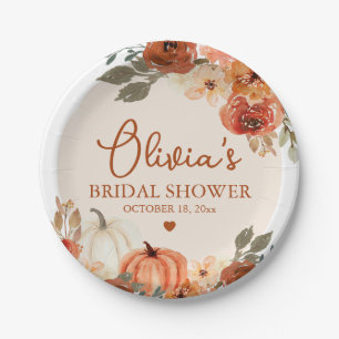 Herbst Liebe Boho Terracotta Pumpkin Brautparty Pappteller