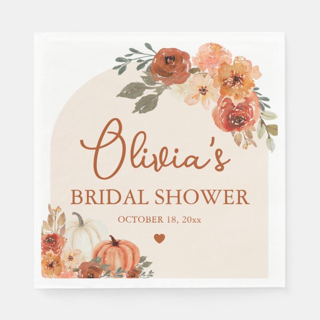 Herbst Liebe Boho Terracotta Pumpkin Brautparty Serviette (Vorderseite)