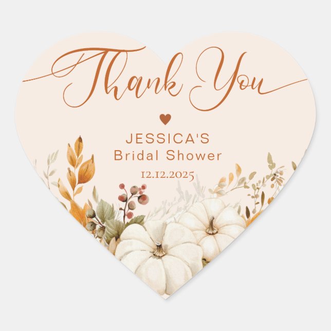 Herbst Liebe Brautparty danke Herz-Aufkleber (Vorderseite)