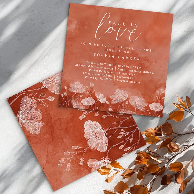 Herbst Liebe Brautparty Einladung (Fall In Love - Invite)