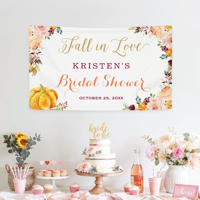Herbst Liebe Herbst florales Pumpkin-Brautparty Banner (Von Creator hochgeladen)