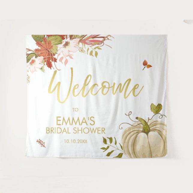 Herbst Liebe Hintergrund Banner Herbst Gold Pumpki Wandteppich (Vorderseite (Horizontal))