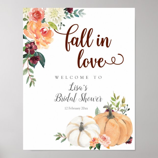 Herbst Liebe Marsala Pumpkin Begrüßungszeichen Poster (Vorne)