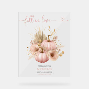 Herbst Liebe Pink Boho Pumpkin Begrüßungszeichen Acrylschild