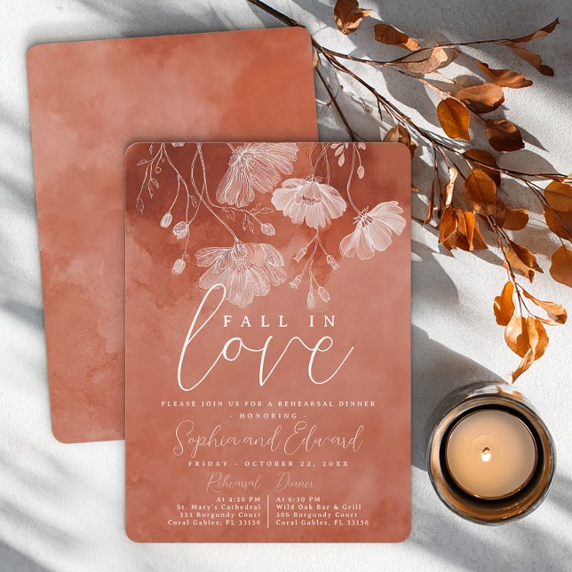 Herbst Liebe Terracotta Probe Dinner Einladung (Fall in love - Invite)