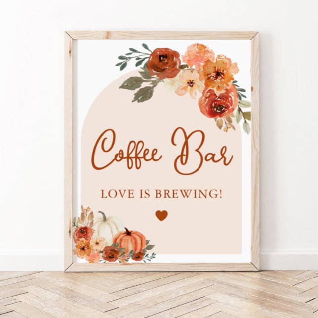 Herbst Liebe Terracotta Pumpkin Kaffee Bar Zeichen Poster (Von Creator hochgeladen)