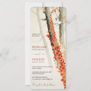 Herbst-Liebesvögel - Japanische Vintage-Hochzeitsk Einladung