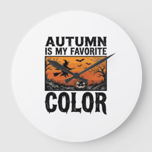 Herbst Lieblingsfarbe Halloween-Kürbis-Vektor Des Große Wanduhr