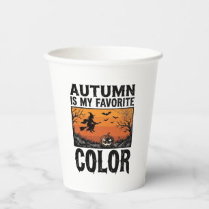 Herbst Lieblingsfarbe Halloween Kürbis Vektor Des Pappbecher
