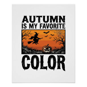 Herbst Lieblingsfarbe Halloween Kürbis Vektor Des Poster