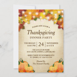 Herbst Lights Burlap Erntedank Dinner Einladung
