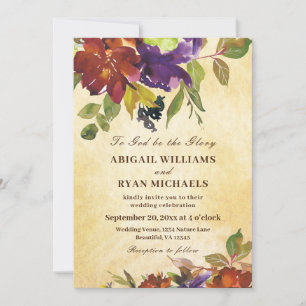 Herbst Lila Burnt Orange Christlich Hochzeit Einladung