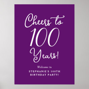 Herbst Lila Feiern bis 100 Jahre Geburtstag Begrüß Poster