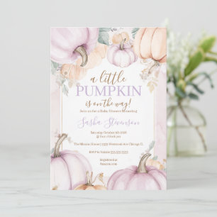Herbst lila Kürbis Aquarell-Baby Shower  Einladung