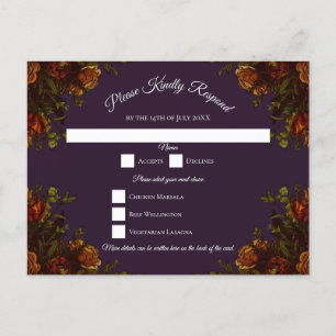 Herbst Lila rustikale Orange Wedding Elegante Goti Feiertagspostkarte