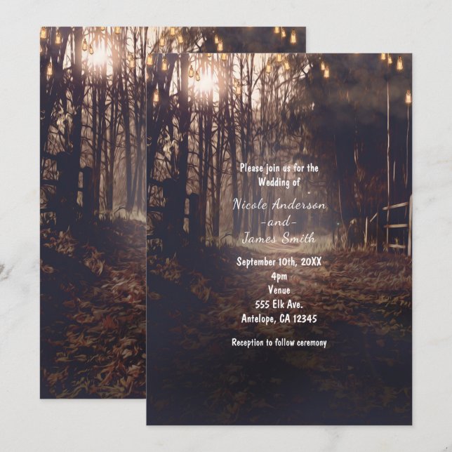 Herbst-Lit-Landstraße Rustikale Hochzeitseinladung Einladung (Vorne/Hinten)
