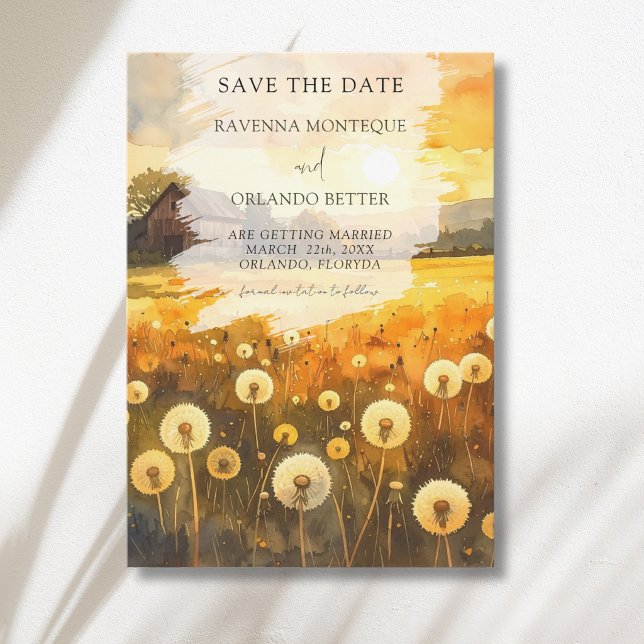 Herbst-Löwenzahn-Scheune Aquarell-Kunst-Hochzeit Save The Date (Von Creator hochgeladen)