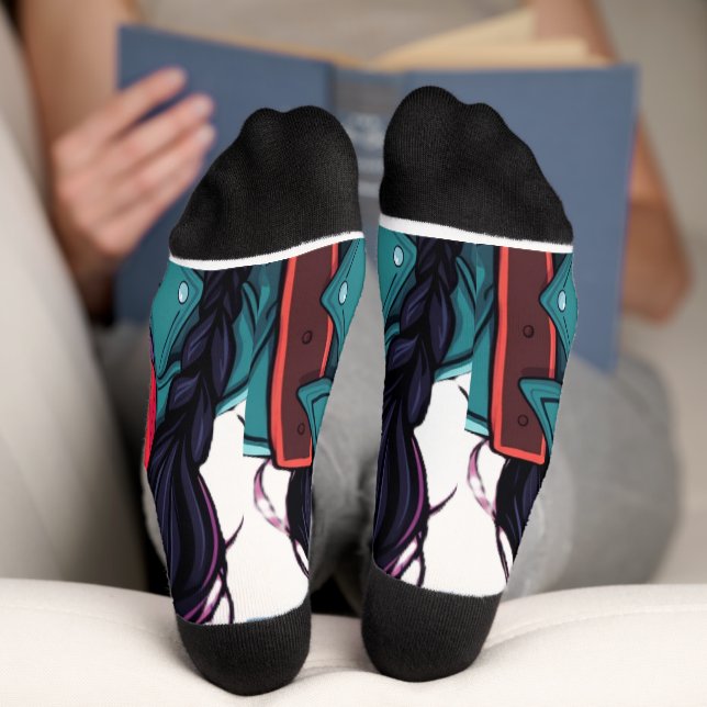 Herbst-Mädchen-Kunstsocken – Cozy Herbst-Ästhetik- Socken (Unterseite)