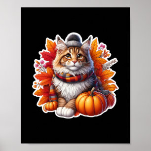 Herbst Main Coon Katzenbesitzer Thanksgiving Mama Poster