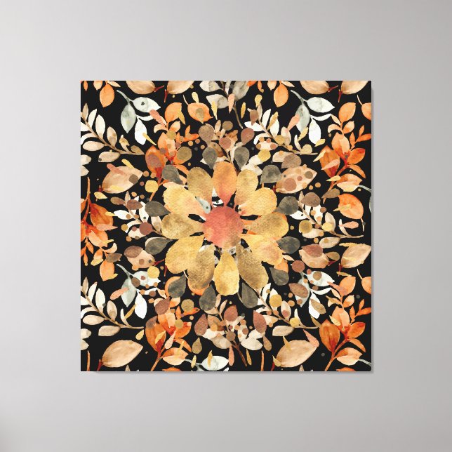 Herbst-Mandala-Blätter Leinwanddruck (Vorderseite)
