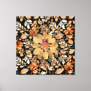 Herbst-Mandala-Blätter Leinwanddruck