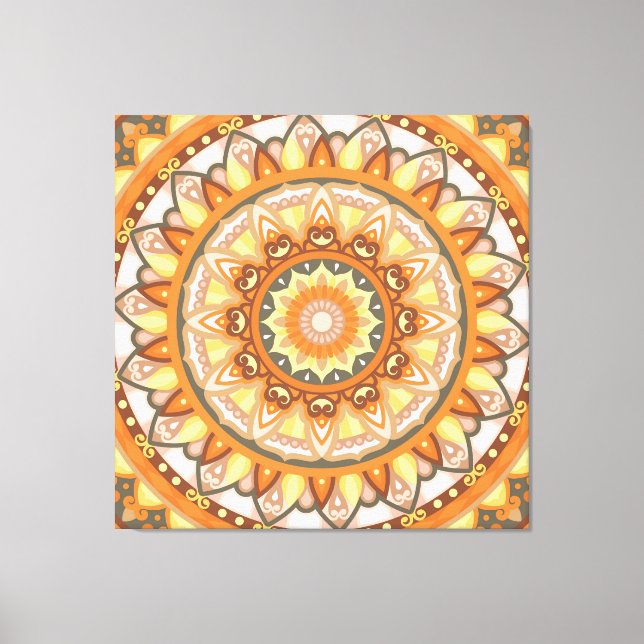 Herbst Mandala Warm Herbst Boho Orange Gemütlich Leinwanddruck (Vorderseite)