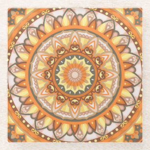 Herbst Mandala Warm Herbstgetränk Cozy Boho Dekora Glasuntersetzer