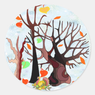 Herbst-Märchenland - Runder Aufkleber