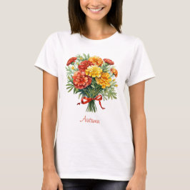 Herbst Marigold Bouquet Red Ribbon T - Shirt