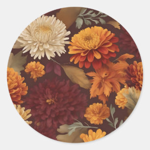 Herbst-Marigolds Chrysanthema und Asters-Muster Runder Aufkleber