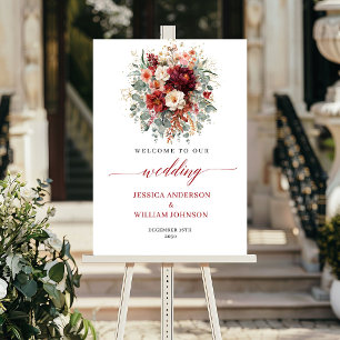 Herbst Marsala Floral Eucalyptus Boho Hochzeits Wi Poster