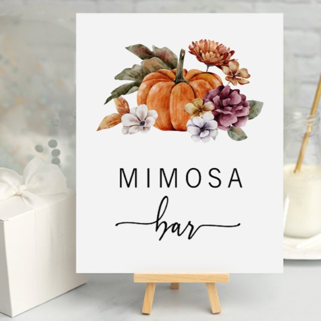 Herbst Mimosa Bar Poster (Mimosa Bar Sign Bridal Shower Fall In Love Pumpkin Watercolor Floral by Painted Paperie)