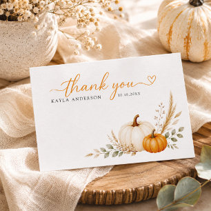 Herbst-Minimalist Baby Shower Kleiner Kürbis Dankeskarte