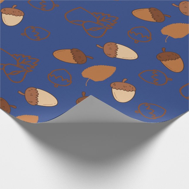 Herbst Mitternacht Blaues, nahtloses Wrapping Art Geschenkpapier (Ecke)