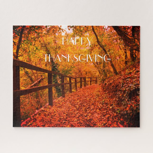 Herbst Moderne Thanksgiving-Blätter Orange Jigs Puzzle (Horizontal)