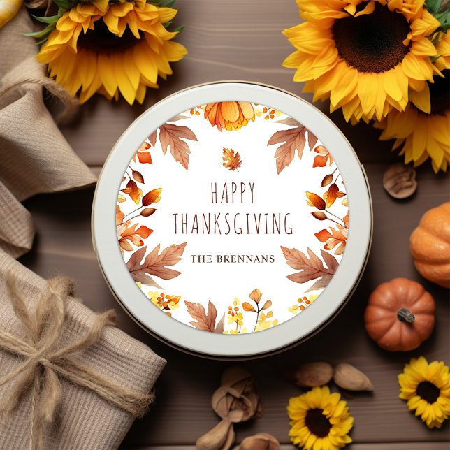 Herbst Moderner Erntedank Herbstausgänge Runder Aufkleber (Fall Modern Thanksgiving Classic Round Sticker)