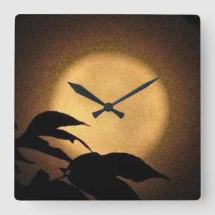 Herbst-Mond-Uhr Quadratische Wanduhr
