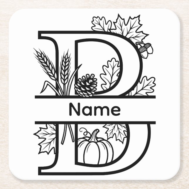 Herbst-Monogramm "B"  Rechteckiger Pappuntersetzer (Vorderseite)