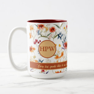 Herbst-Monogramm-Blumen-Klassik-Schrift-Kaffeetass Zweifarbige Tasse