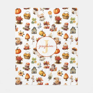 Herbst Monogramm Name Fleece Blankon