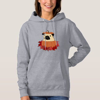 Herbst-Mops mit Blätter, Pumpkins und Sonnenblumen Hoodie