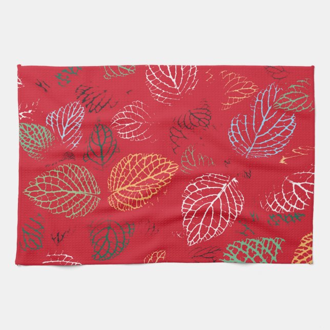 Herbst, Muster der Blätter Geschirrtuch (Horizontal)