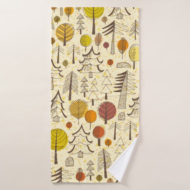 Herbst. Nahtloses Muster mit Wald, Herbstbacken Badehandtuch (Badehandtuch)