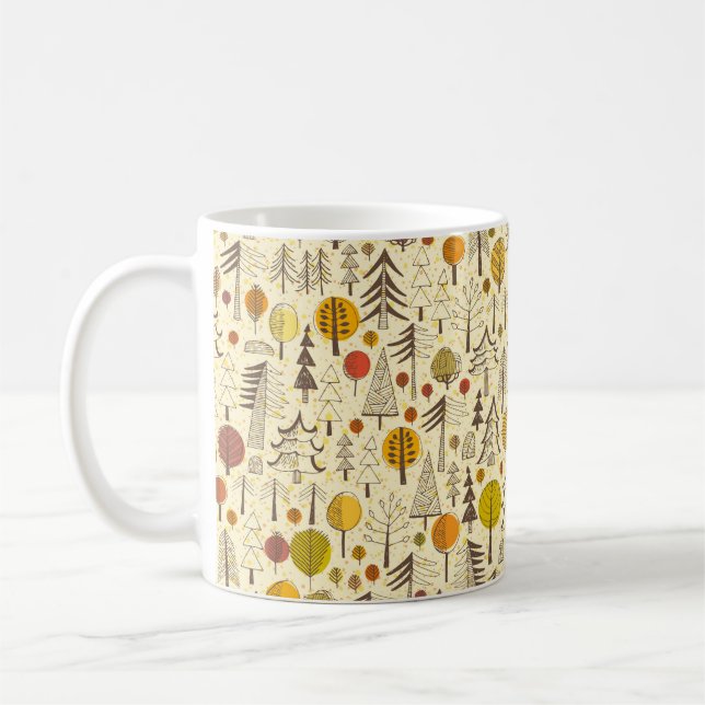 Herbst. Nahtloses Muster mit Wald, Herbstbacken Kaffeetasse (Links)
