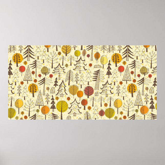 Herbst. Nahtloses Muster mit Wald, Herbstbacken Poster (Vorne)