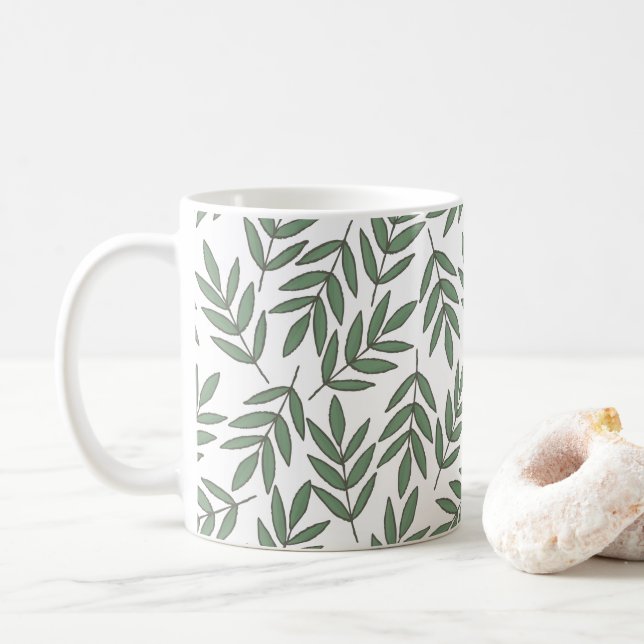 Herbst | Nature Greenery Leaf Foliage Muster Kaffeetasse (Mit Donut)